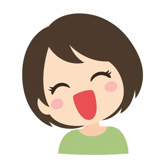 声をあげて笑っている30代の女性のイラスト